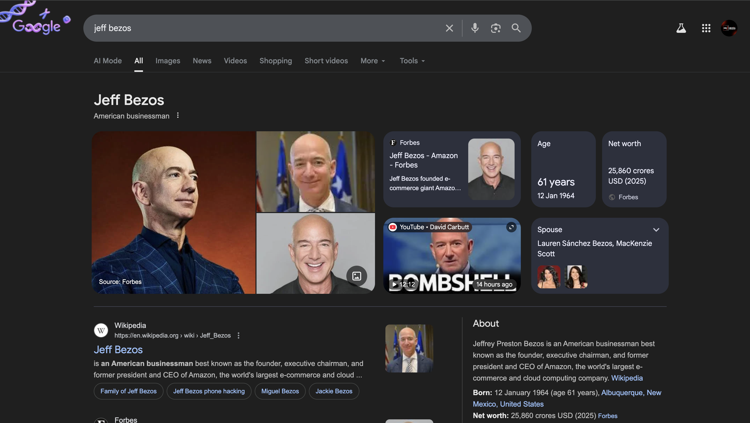 Jeff Bezos Google Knowledge Panel