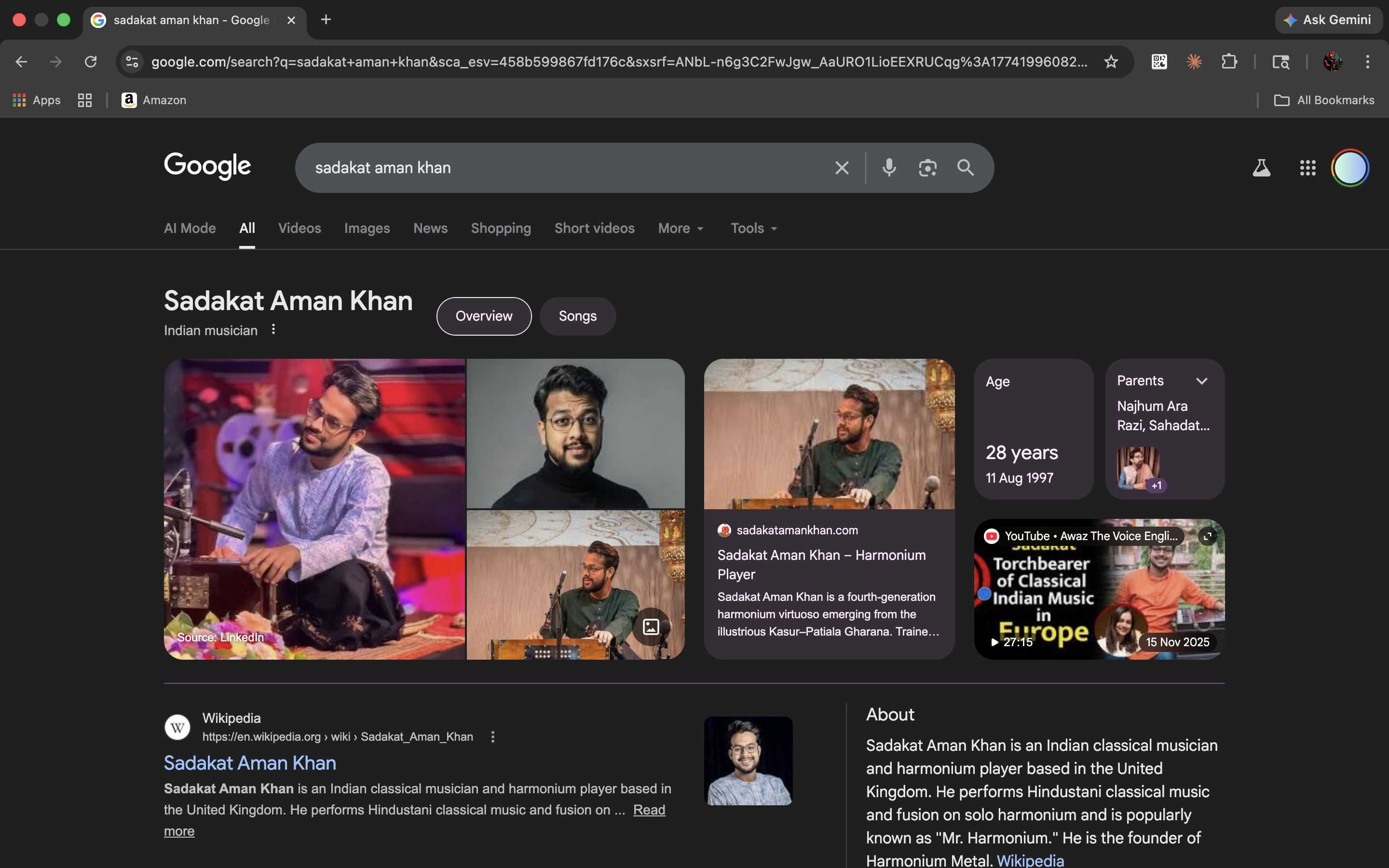 Sadakat Aman Khan Google Knowledge Panel — built by IAMPLIFY